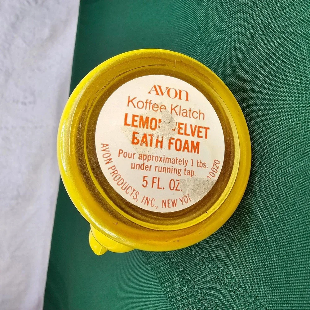 Vintage Avon Koffee Klatch Lemon‎ Velvet Bath Foam Teapot Empty Container Decor